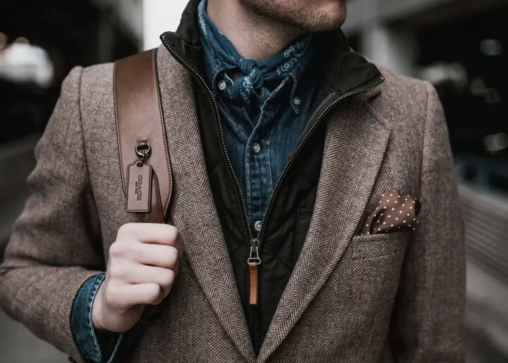 Winter outfit with layered clothes