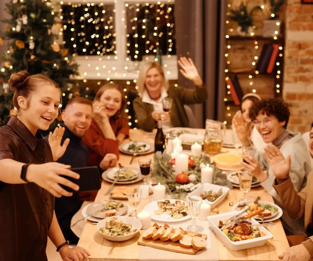 A family gathered to have fun and celebrate the Holidays