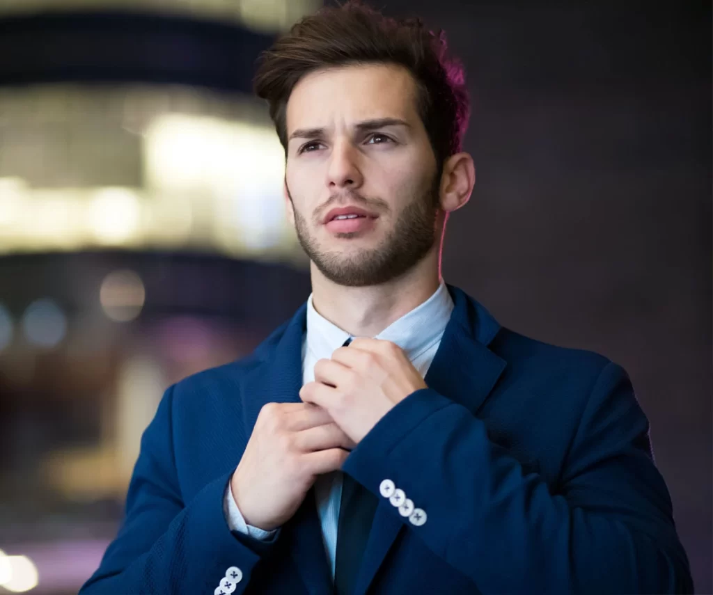 A man wearing a suit for New Year's Eve