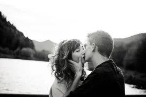 A couple kissing on Valentine's Day
