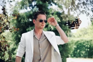A man wears a spring outfit to celebrate Easter