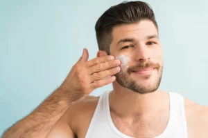 Man doing a skincare routine for summer