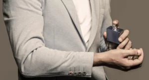 A man applying cologne